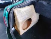 Audi 80 Cabrio, subwoofer Eton, reproduktory Emphaser, zesilovače Axton 0123